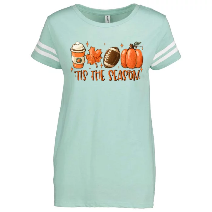 Pumpkin Spice Football Tis The Season Fall Thanksgiving Gift Enza Ladies Jersey Football T-Shirt