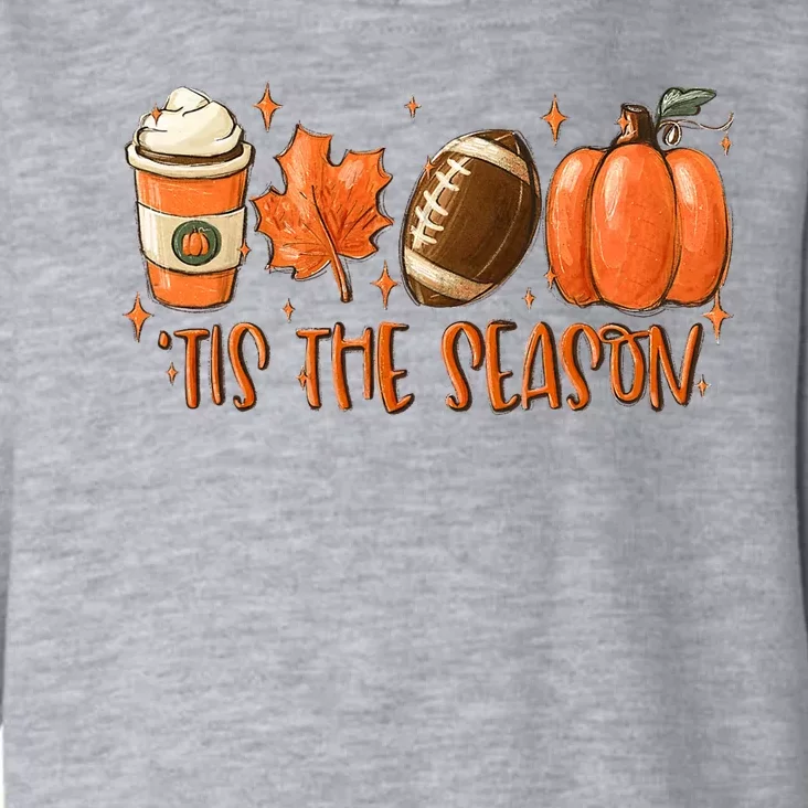 Pumpkin Spice Football Tis The Season Fall Thanksgiving Gift Toddler Hoodie