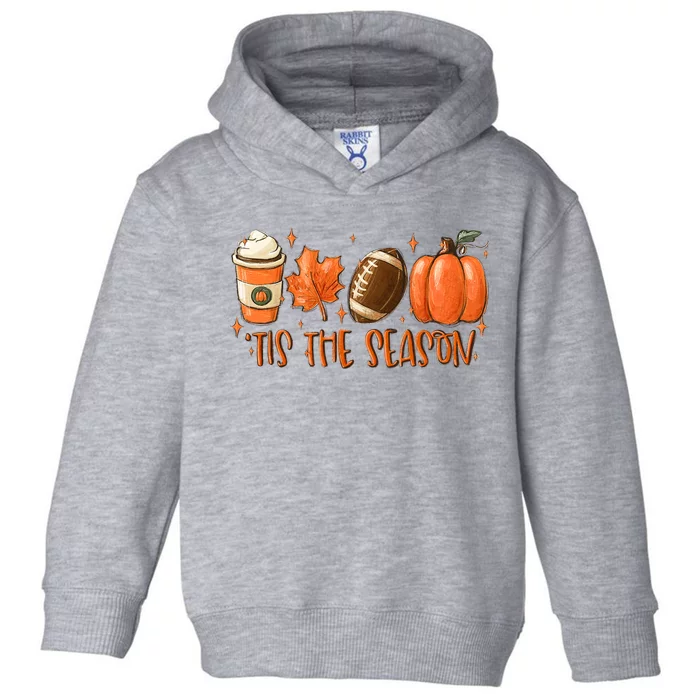 Pumpkin Spice Football Tis The Season Fall Thanksgiving Gift Toddler Hoodie