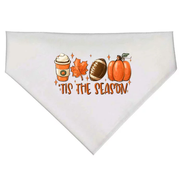 Pumpkin Spice Football Tis The Season Fall Thanksgiving Gift USA-Made Doggie Bandana