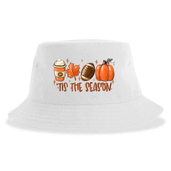 Pumpkin Spice Football Tis The Season Fall Thanksgiving Gift Sustainable Bucket Hat