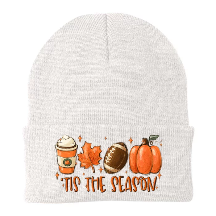 Pumpkin Spice Football Tis The Season Fall Thanksgiving Gift Knit Cap Winter Beanie