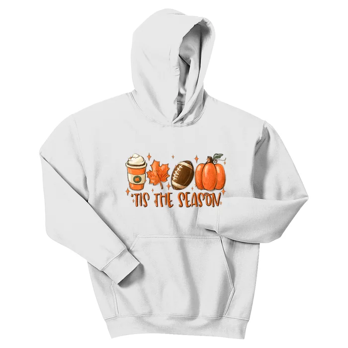 Pumpkin Spice Football Tis The Season Fall Thanksgiving Gift Kids Hoodie