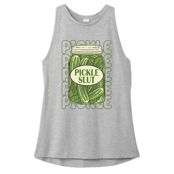 Pickle Slut Funny Pickle Lover Ladies Tri-Blend Wicking Tank