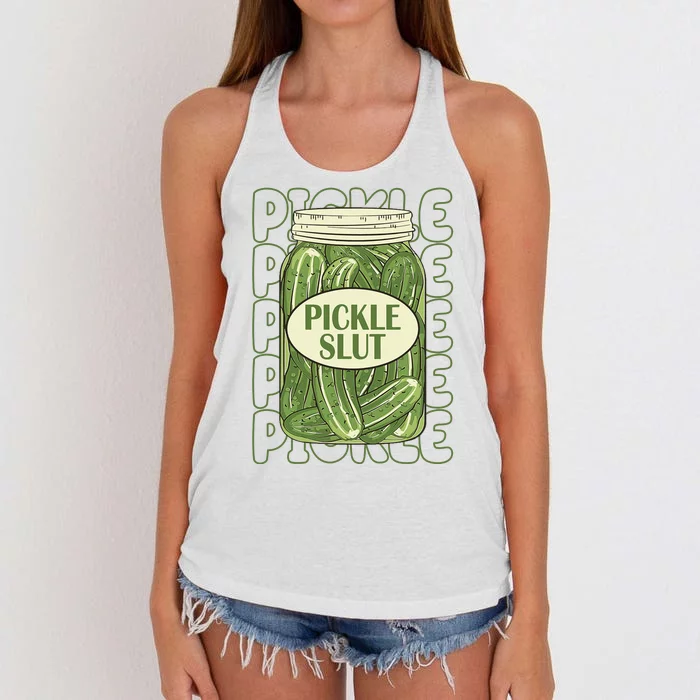 Pickle Slut Funny Pickle Lover Women's Knotted Racerback Tank