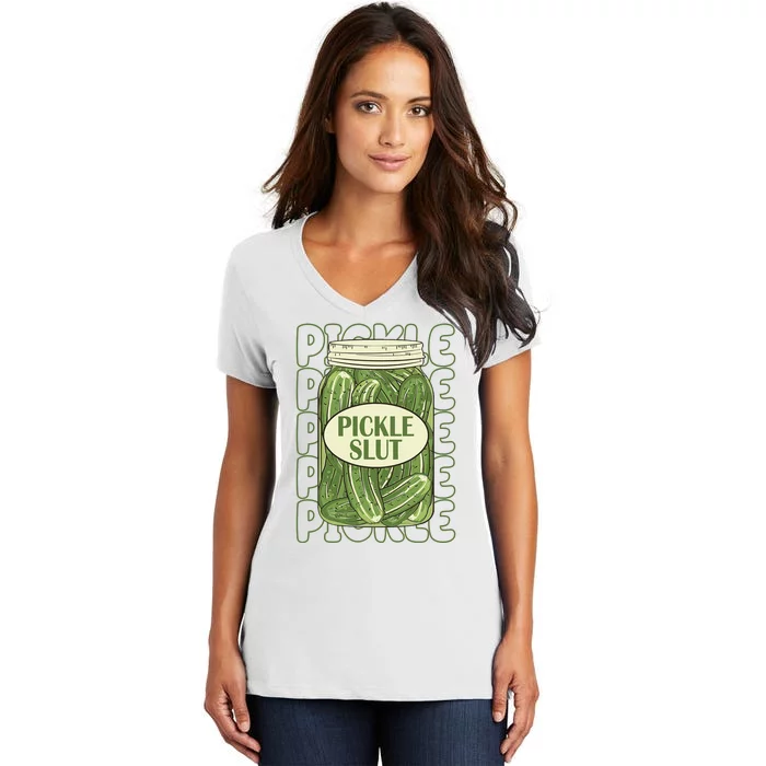 Pickle Slut Funny Pickle Lover Women's V-Neck T-Shirt