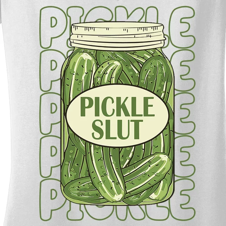 Pickle Slut Funny Pickle Lover Women's V-Neck T-Shirt