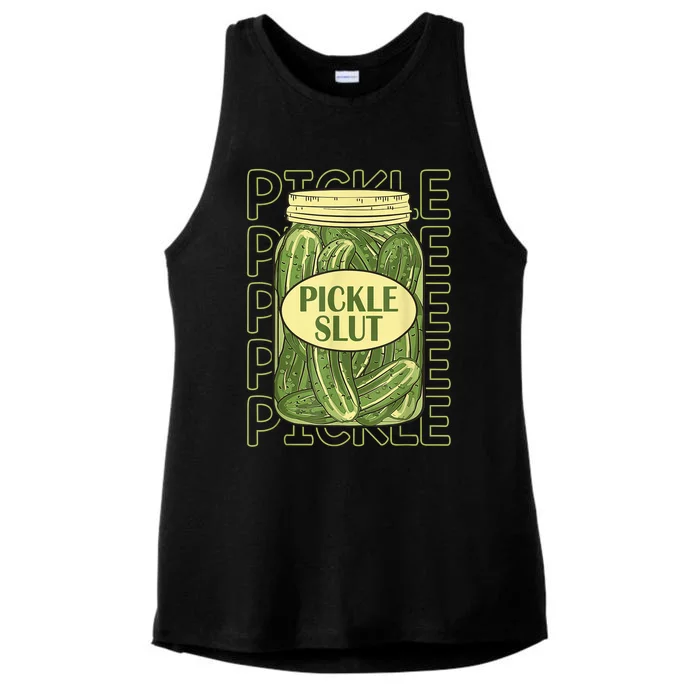 Pickle Slut Funny Canned Pickles Ladies Tri-Blend Wicking Tank