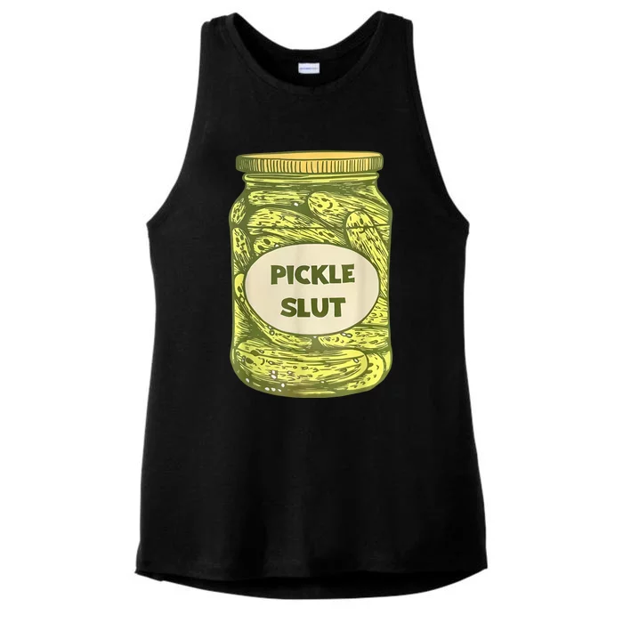 Pickle Slut Funny Canned Pickles Ladies Tri-Blend Wicking Tank