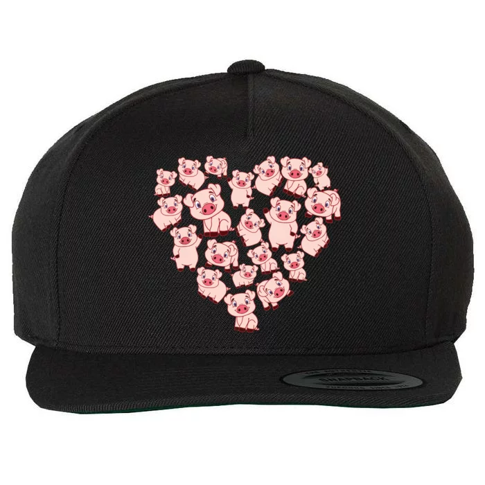 Pig Shirts For Women Girl Heart Shape Poses Cute Pig Wool Snapback Cap