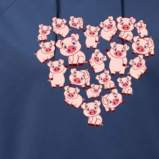 Pig Shirts For Women Girl Heart Shape Poses Cute Pig Performance Fleece Hoodie