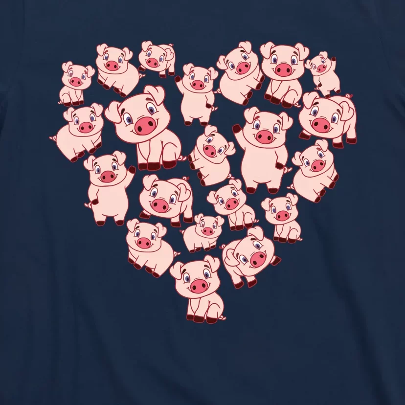 Pig Shirts For Women Girl Heart Shape Poses Cute Pig T-Shirt