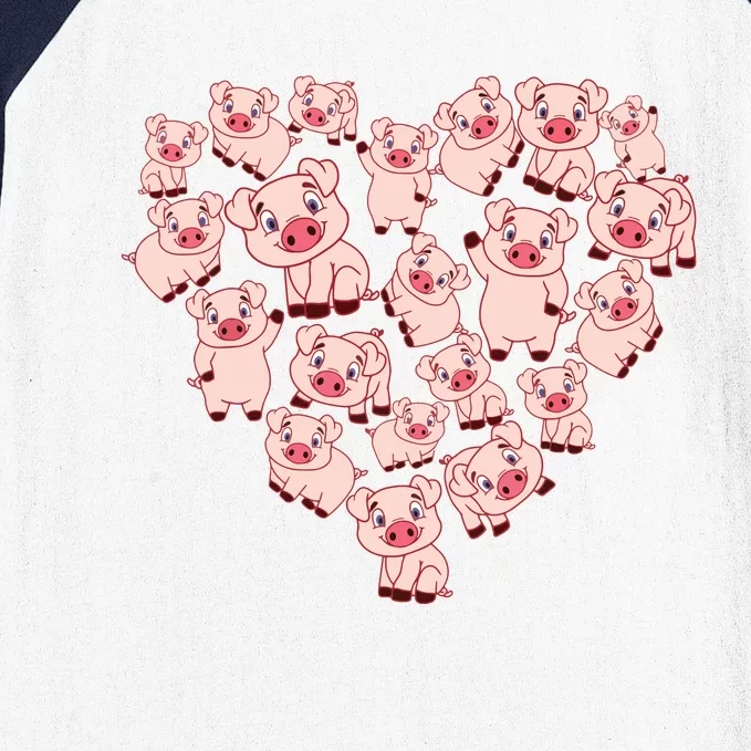 Pig Shirts For Women Girl Heart Shape Poses Cute Pig Baseball Sleeve Shirt