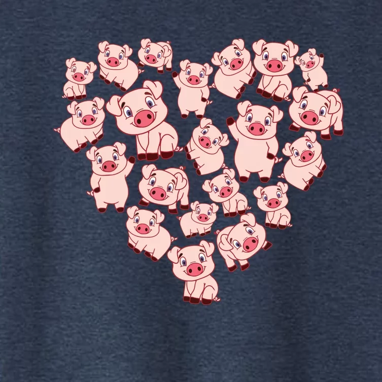 Pig Shirts For Women Girl Heart Shape Poses Cute Pig Women's Crop Top Tee