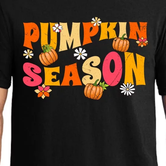 Pumpkin Season Fall Halloween Thanksgiving Groovy Retro Gift Pajama Set