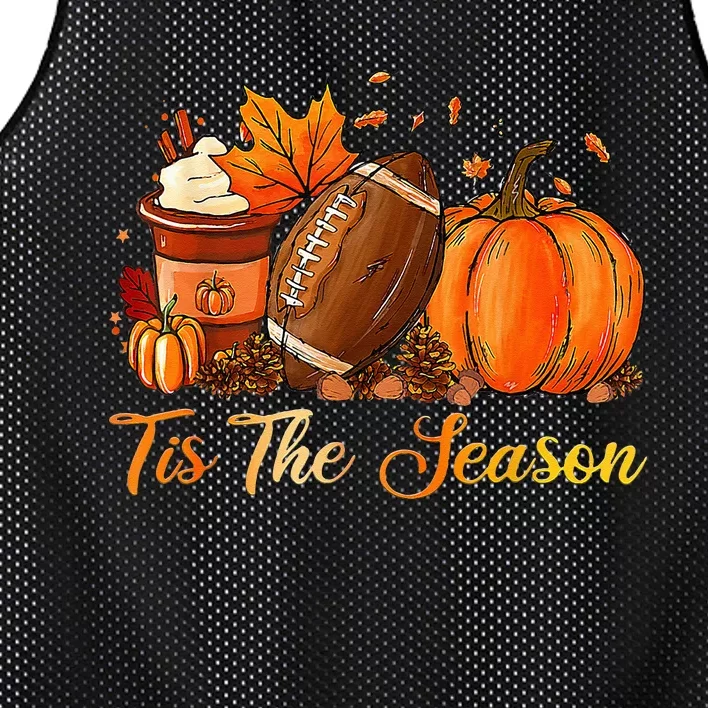 Pumpkin Spice Football Tis The Season Fall Thanksgiving Long Mesh Reversible Basketball Jersey Tank