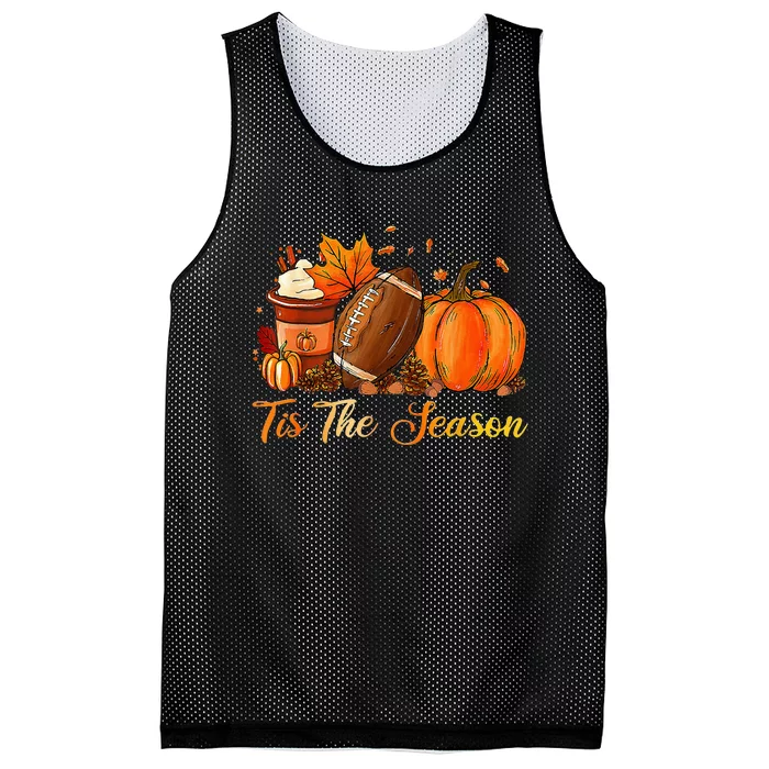 Pumpkin Spice Football Tis The Season Fall Thanksgiving Long Mesh Reversible Basketball Jersey Tank