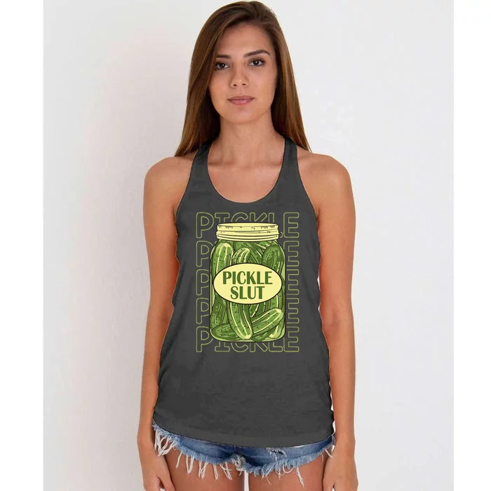 Pickle Slut Funny Pickle Slut Who Loves Pickles Apaprel Women's Knotted Racerback Tank