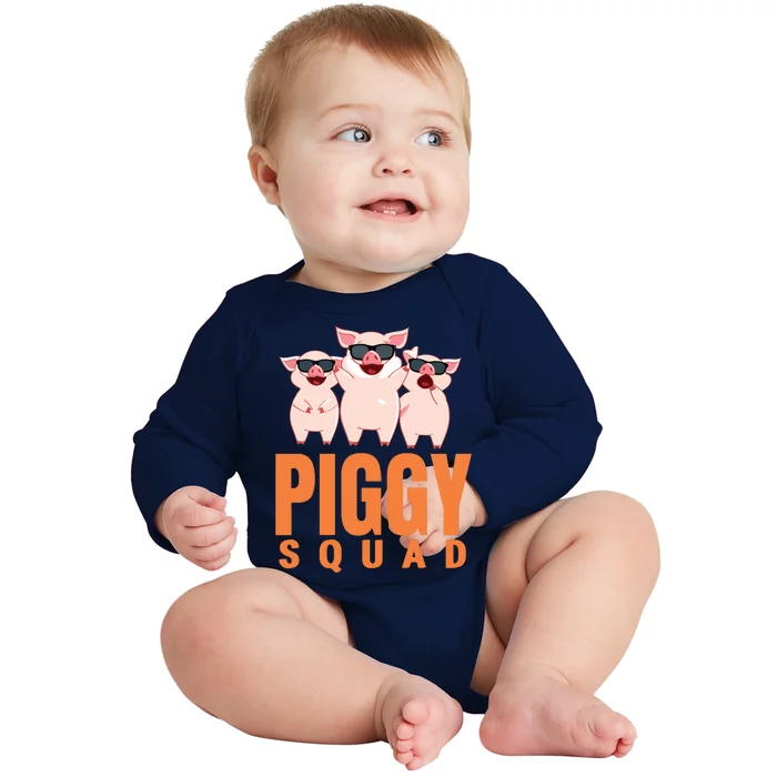 Piggy Squad Funny Pig Shirts For Boy Baby Long Sleeve Bodysuit