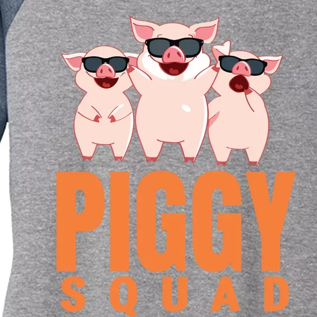 Piggy Squad Funny Pig Shirts For Boy Women's Tri-Blend 3/4-Sleeve Raglan Shirt