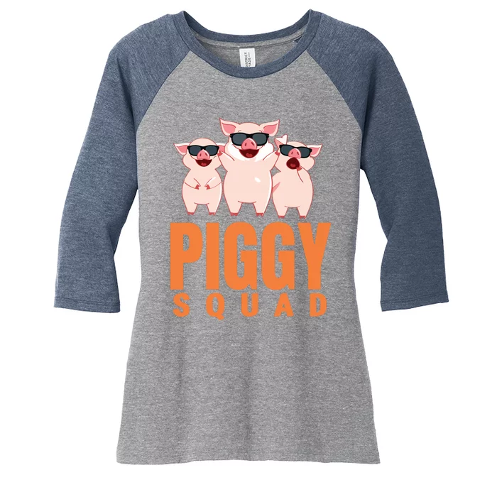 Piggy Squad Funny Pig Shirts For Boy Women's Tri-Blend 3/4-Sleeve Raglan Shirt