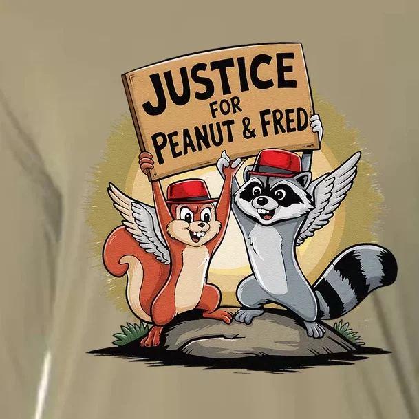 Peanut Squirrel & Fred Raccoo Justice For Peanut Wanted Cooling Performance Long Sleeve Crew