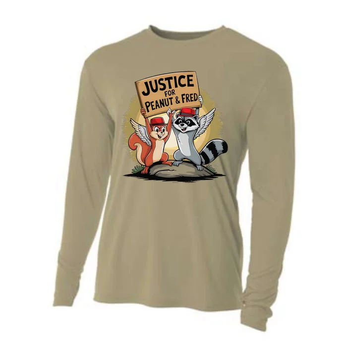 Peanut Squirrel & Fred Raccoo Justice For Peanut Wanted Cooling Performance Long Sleeve Crew