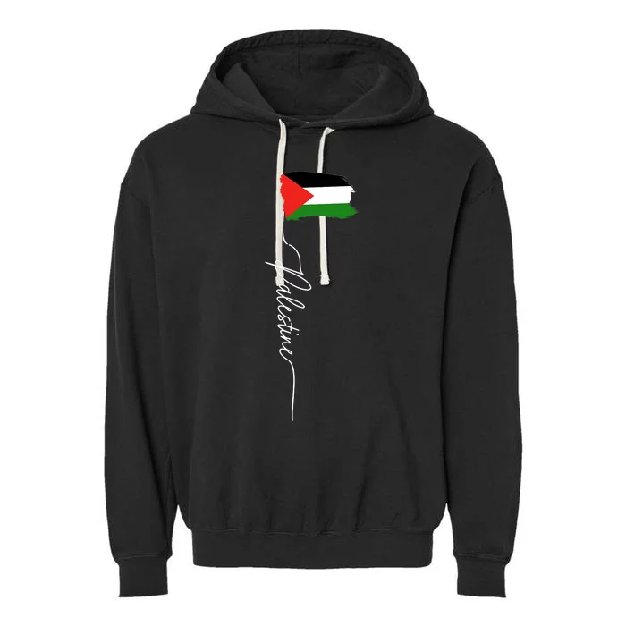 Palestine Signature Flag Elegant Patriotic Palestinian Flag Garment-Dyed Fleece Hoodie