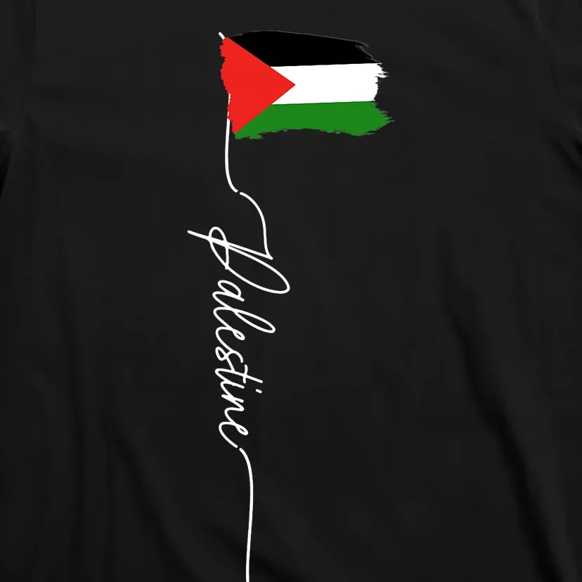 Palestine Signature Flag Elegant Patriotic Palestinian Flag T-Shirt