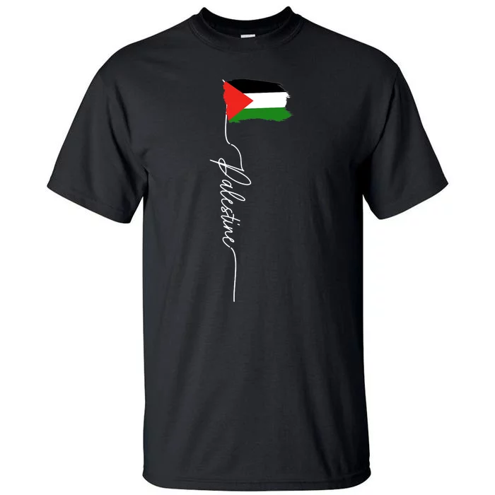 Palestine Signature Flag Elegant Patriotic Palestinian Flag Tall T-Shirt