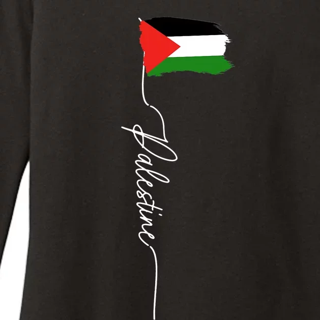 Palestine Signature Flag Elegant Patriotic Palestinian Flag Womens CVC Long Sleeve Shirt