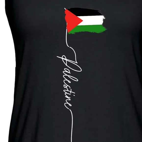 Palestine Signature Flag Elegant Patriotic Palestinian Flag Ladies Essential Flowy Tank