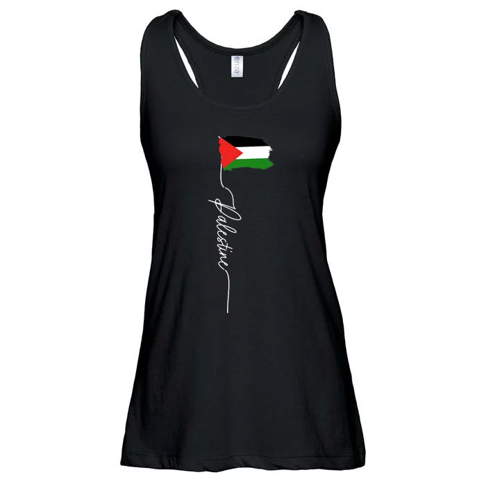 Palestine Signature Flag Elegant Patriotic Palestinian Flag Ladies Essential Flowy Tank