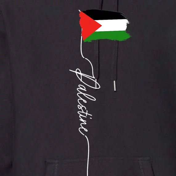 Palestine Signature Flag Elegant Patriotic Palestinian Flag Premium Hoodie