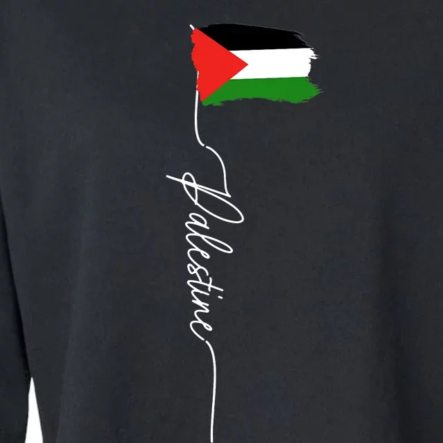 Palestine Signature Flag Elegant Patriotic Palestinian Flag Cropped Pullover Crew