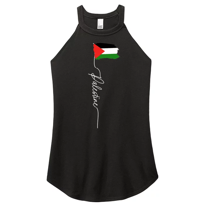 Palestine Signature Flag Elegant Patriotic Palestinian Flag Women’s Perfect Tri Rocker Tank