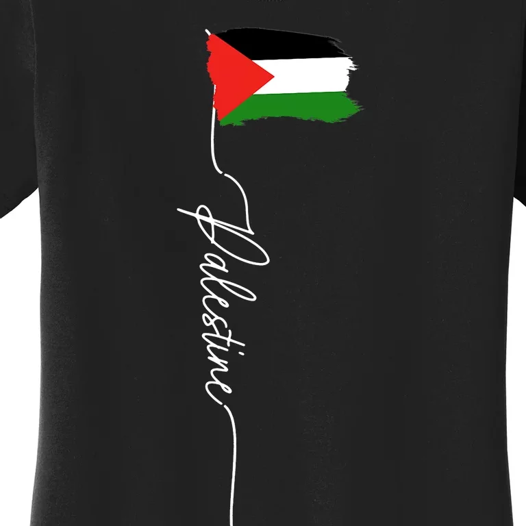 Palestine Signature Flag Elegant Patriotic Palestinian Flag Women's T-Shirt