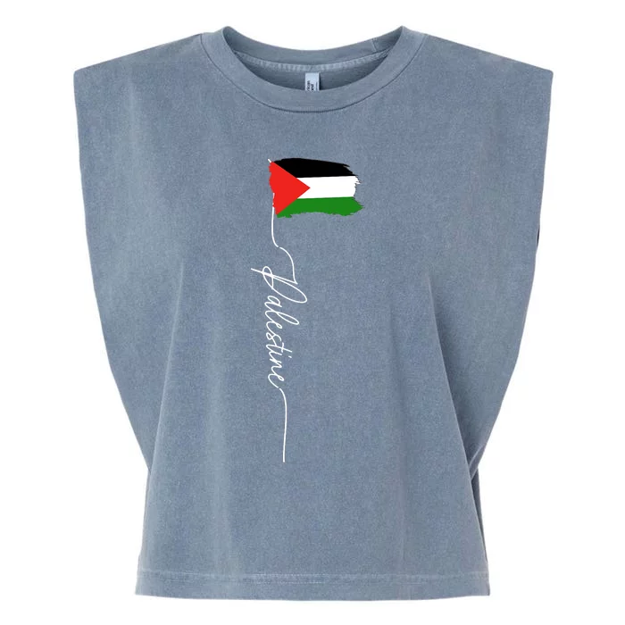 Palestine Signature Flag Elegant Patriotic Palestinian Flag Garment-Dyed Women's Muscle Tee