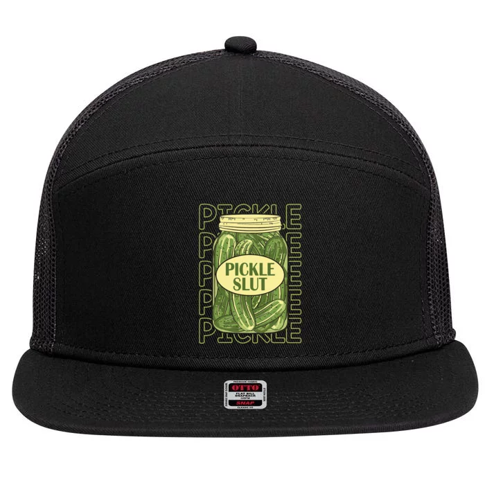 Pickle Slut Funny Pickle Slut Who Loves Pickles Apaprel 7 Panel Mesh Trucker Snapback Hat