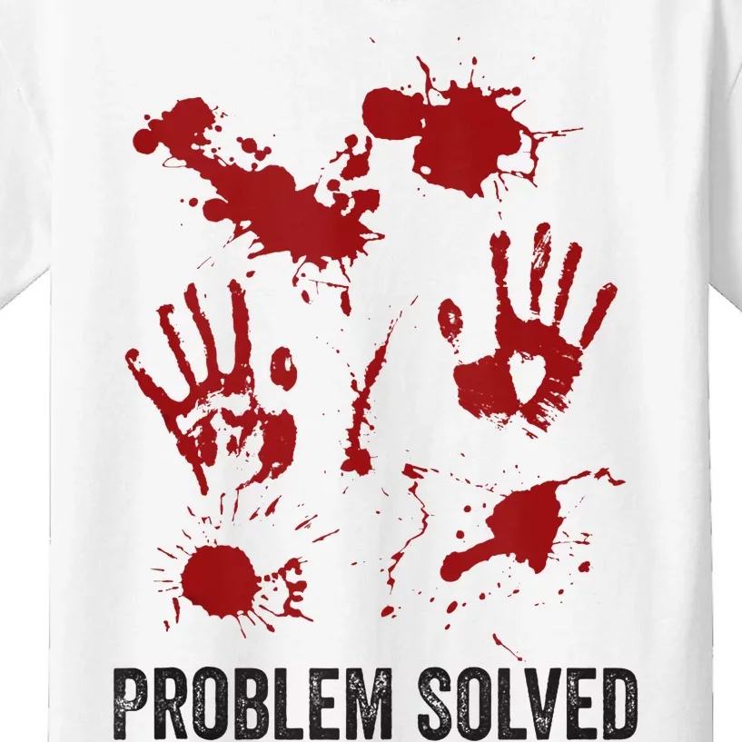 Problem Solved Funny Gory Halloween Dark Humour Kids T-Shirt