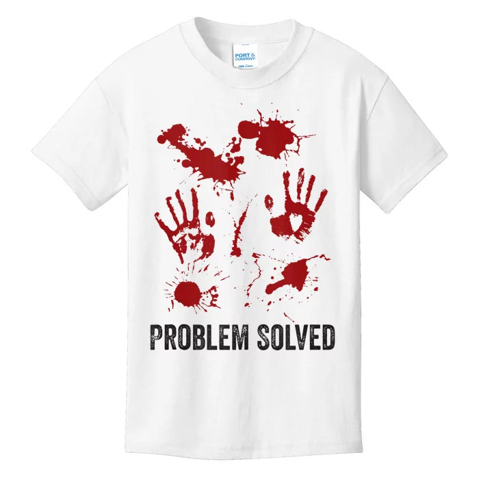 Problem Solved Funny Gory Halloween Dark Humour Kids T-Shirt