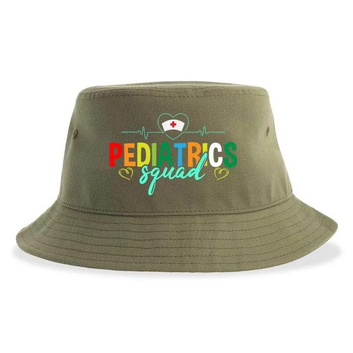 Pediatrics Squad Funny Pediatric Nurse Care Health Cute Gift Sustainable Bucket Hat