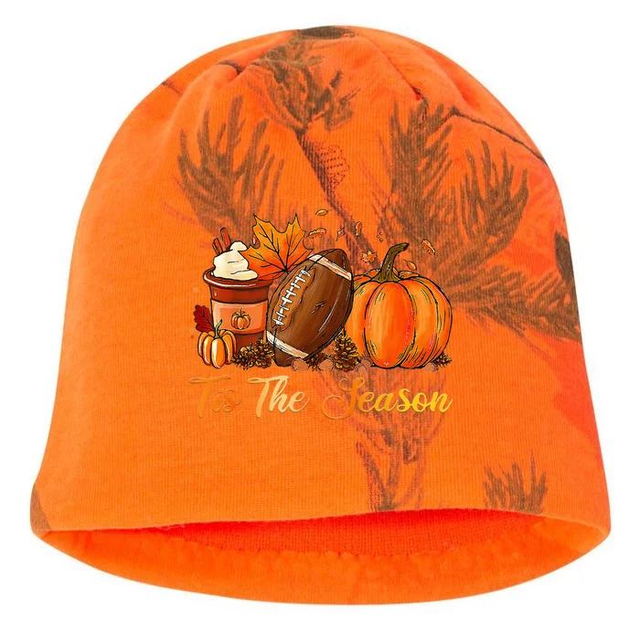 Pumpkin Spice Football Tis The Season Fall Thanksgiving Kati - Camo Knit Beanie