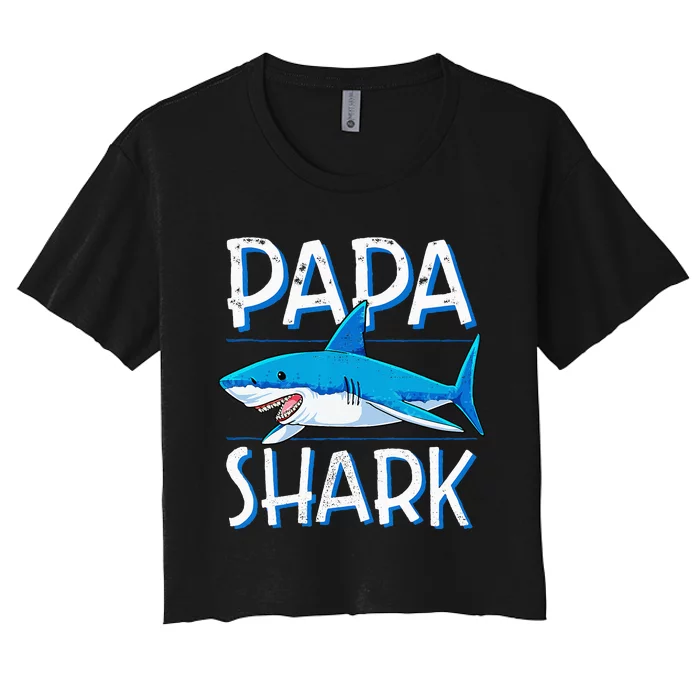 Papa Shark Family Matching Dad Daddy Jawsome Women's Crop Top Tee