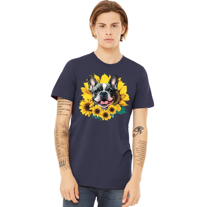 Preppy Sunflower Frenchie Premium T-Shirt