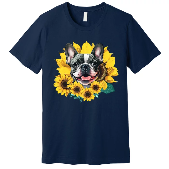 Preppy Sunflower Frenchie Premium T-Shirt