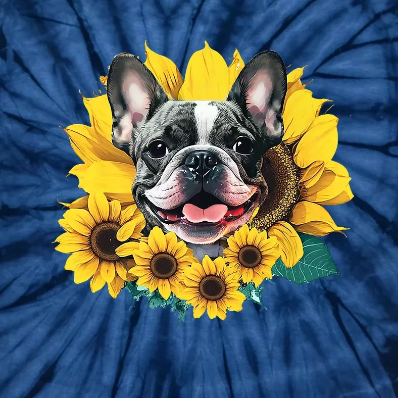 Preppy Sunflower Frenchie Tie-Dye T-Shirt