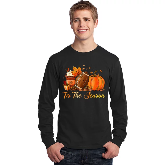 Pumpkin Spice Football Tis The Season Fall Thanksgiving Long Sleeve Shirt