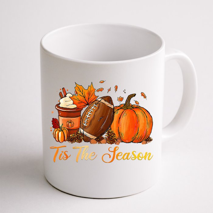 Pumpkin Spice Football Tis The Season Fall Thanksgiving Front & Back Coffee Mug