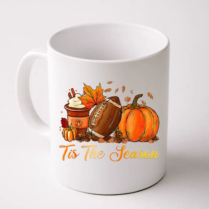 Pumpkin Spice Football Tis The Season Fall Thanksgiving Front & Back Coffee Mug